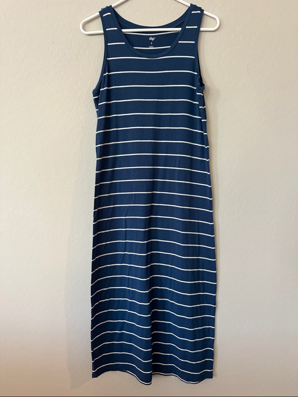 dip Navy and White Striped Tank Maxi Dress size S